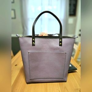 🦄 Large Portland Leather Lavender Tote with Black Handles